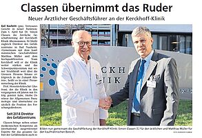 Dr Classen neuer Ärztlicher Geschäftsführer der Kerckhoff-Klinik